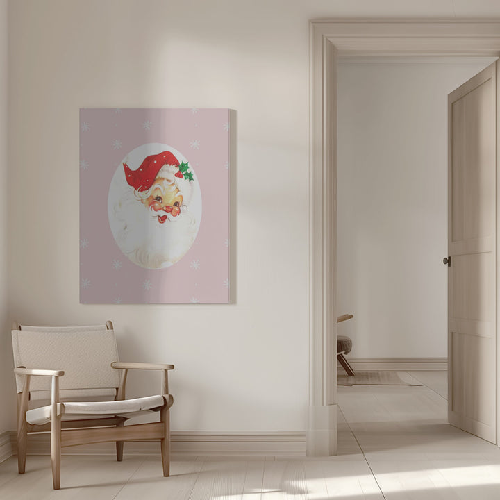 "Pink Santa Claus Father Christmas" Wrapped Canvas Wall Art