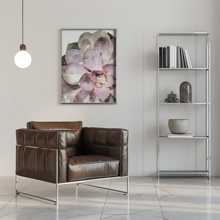 "Succulent Close-up" Framed Textured Wall Art