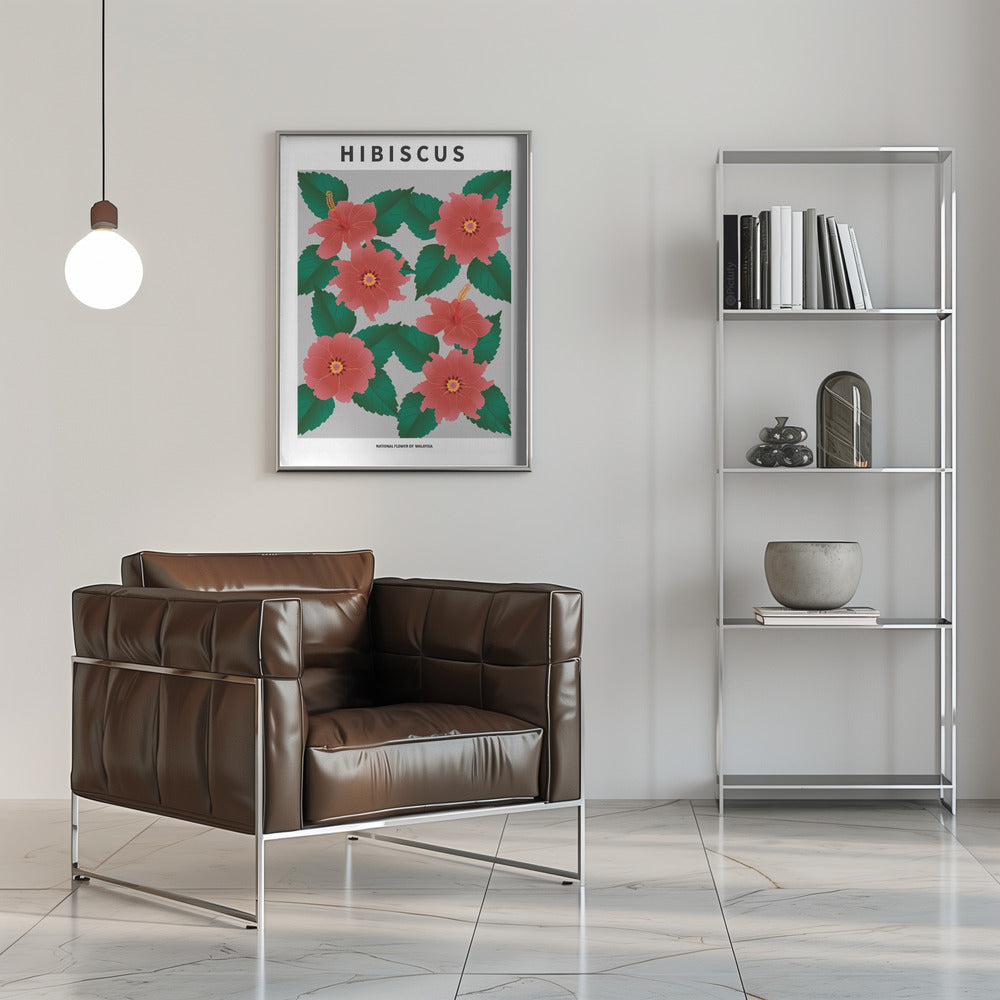 "Hibiscus" Framed Textured Wall Art