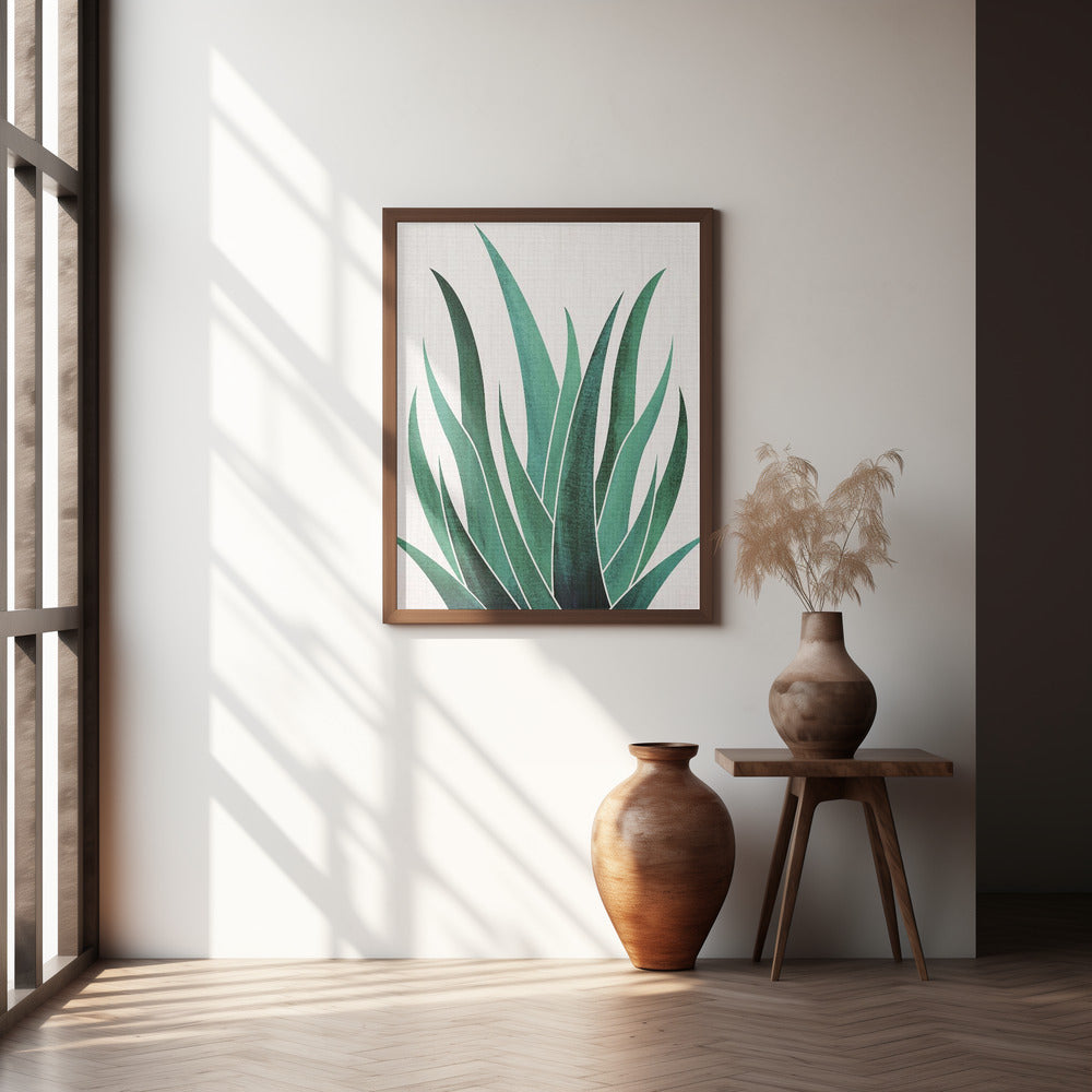 "Desert Agave Cactus" Framed Textured Wall Art