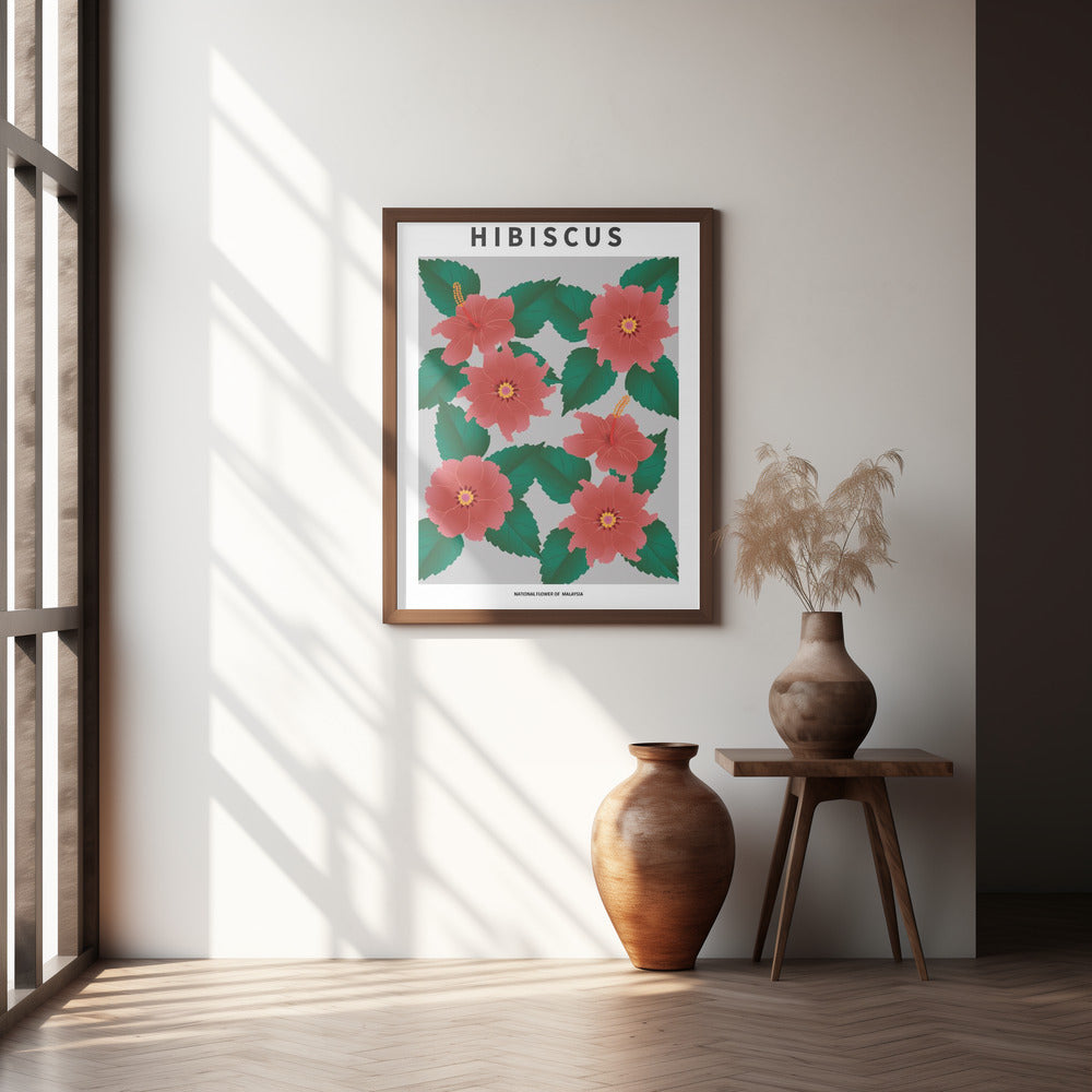 "Hibiscus" Framed Textured Wall Art