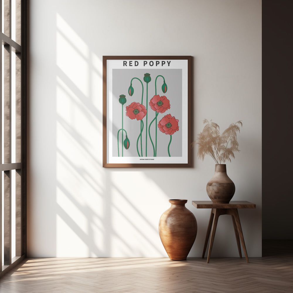 "Red Poppy" Framed Textured Wall Art