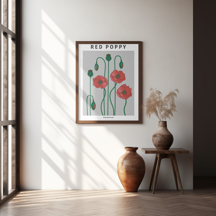 "Red Poppy" Framed Textured Wall Art