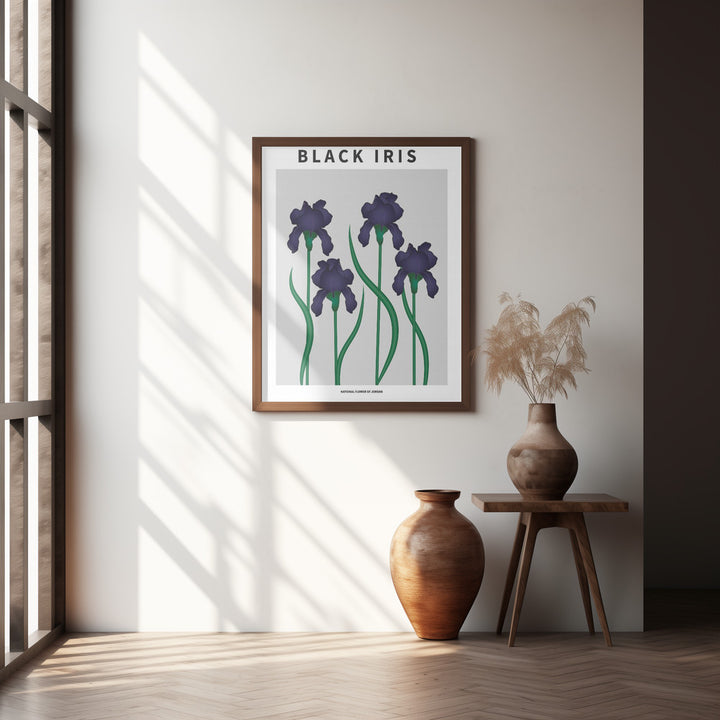 "Black Iris" Framed Textured Wall Art