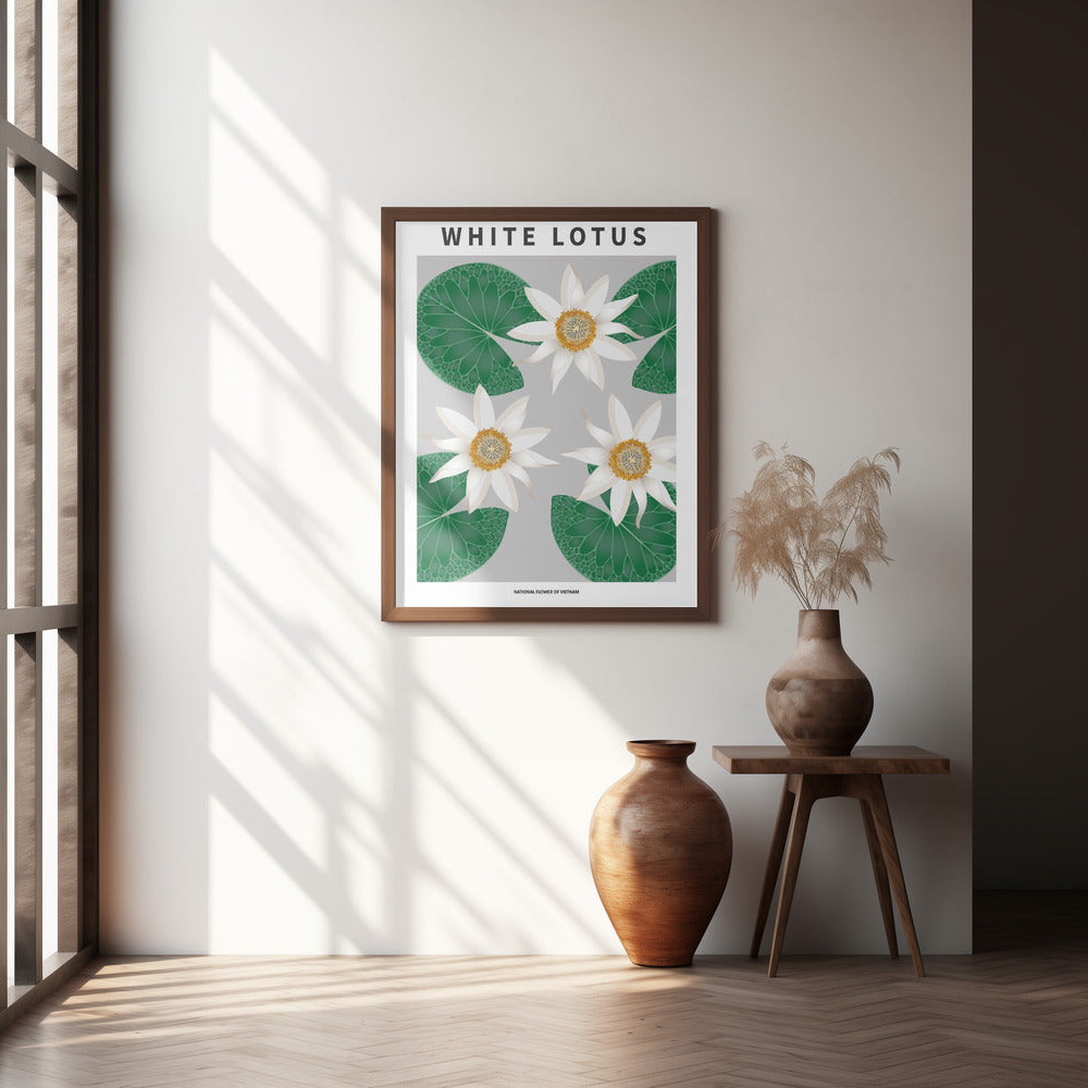 "White Lotus" Framed Textured Wall Art