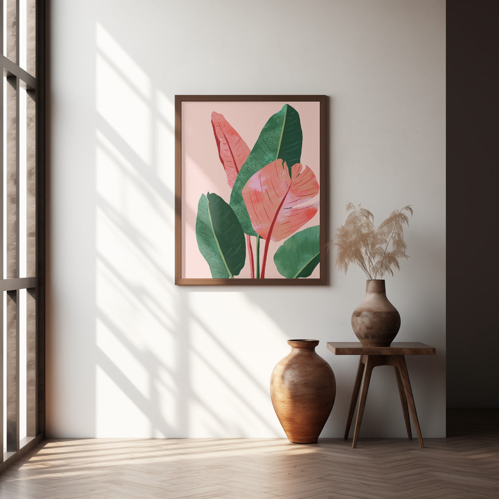 "Blush Tropical" Framed Textured Wall Art