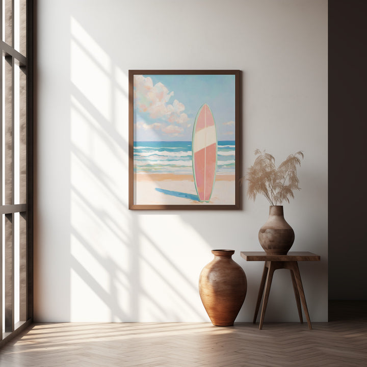 "Sea Beach Surfboard" Wall Art