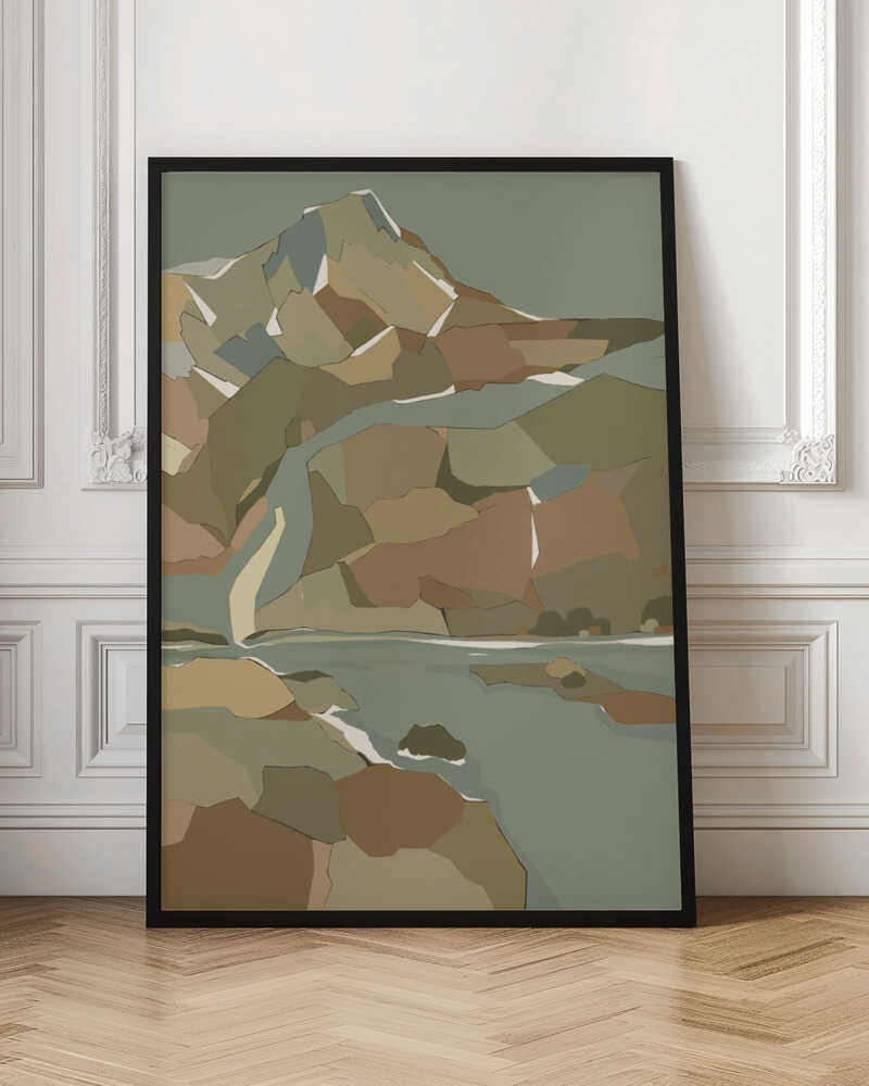"Geometric Mountain River" by Nikita Jariwala — Landscape Wall Art