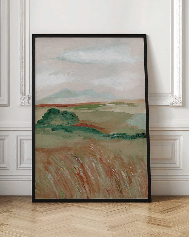 "Serene Mountain Field" by Nikita Jariwala — Landscape Wall Art
