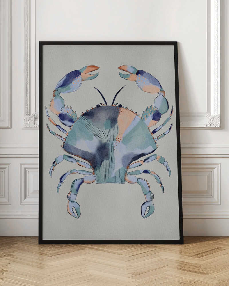 "Coastal Blue Crab Painting" by Nikita Jariwala — Animals Wall Art