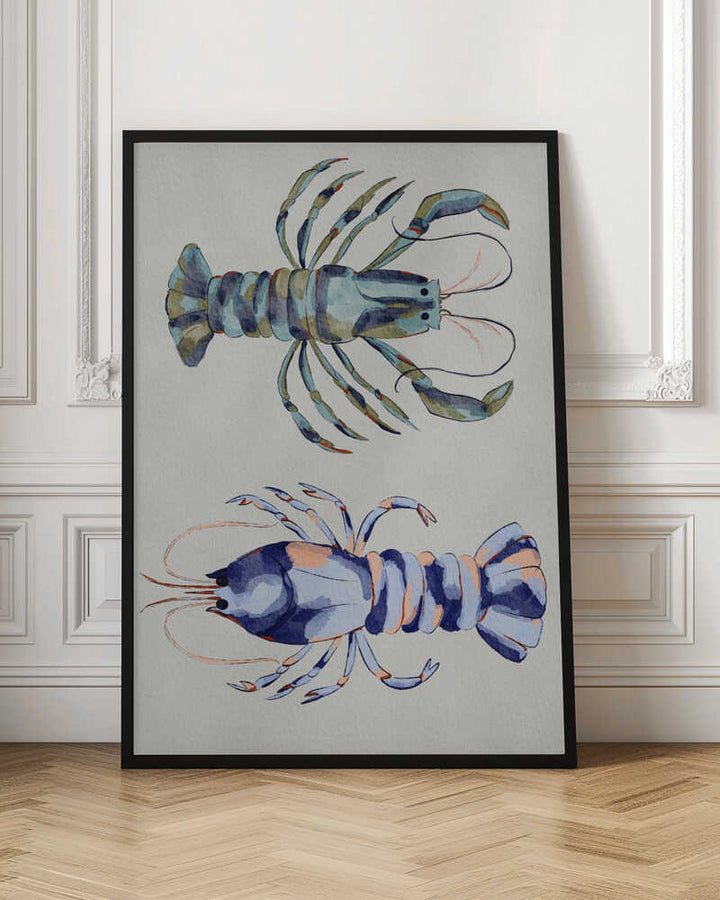 "Blue Lobsters Watercolor" by Nikita Jariwala — Animals Wall Art