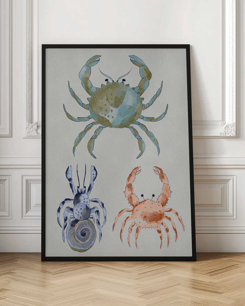 "Ocean Crabs Watercolor" by Nikita Jariwala — Animals Wall Art