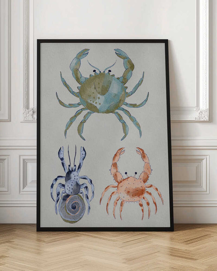 "Ocean Crabs Watercolor" by Nikita Jariwala — Animals Wall Art