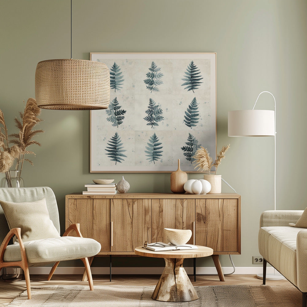 "Nine ferns collage" Framed Textured Wall Art