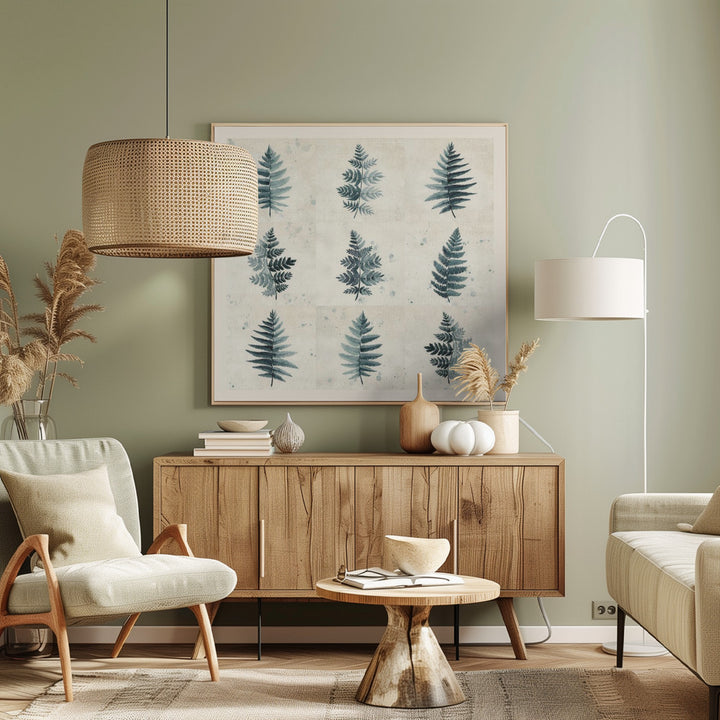 "Nine ferns collage" Framed Textured Wall Art