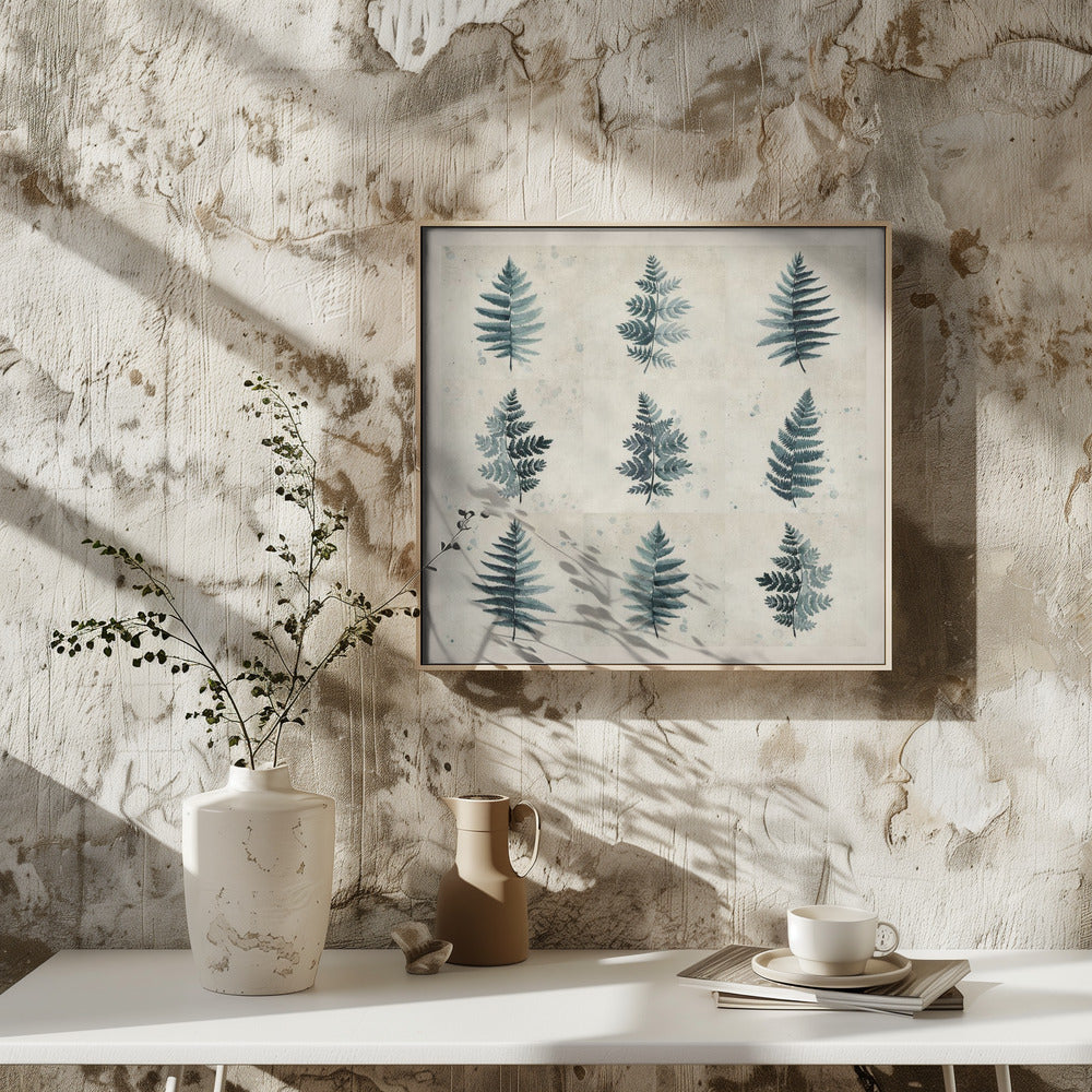 "Nine ferns collage" Framed Textured Wall Art