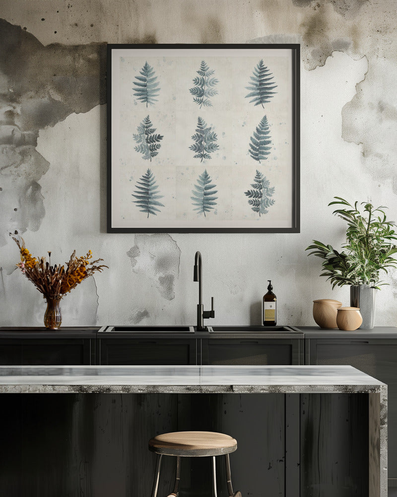 "Nine ferns collage" Framed Textured Wall Art