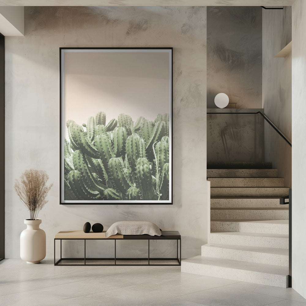 "Boho Cactus No.4" Framed Textured Wall Art