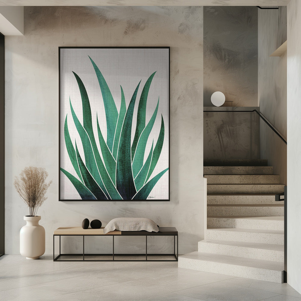 "Desert Agave Cactus" Framed Textured Wall Art