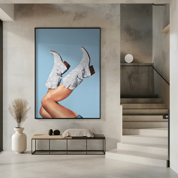 "These Boots Glitter" Framed Textured Wall Art