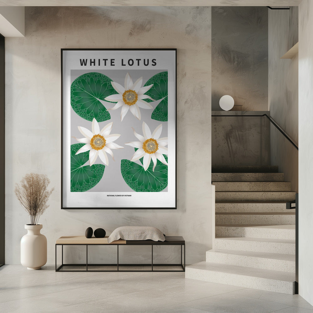 "White Lotus" Framed Textured Wall Art