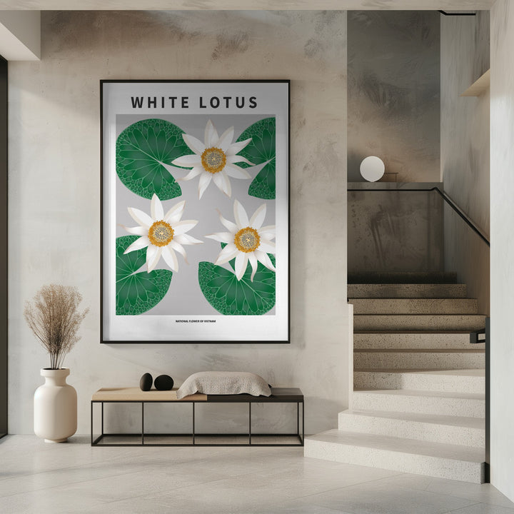 "White Lotus" Framed Textured Wall Art