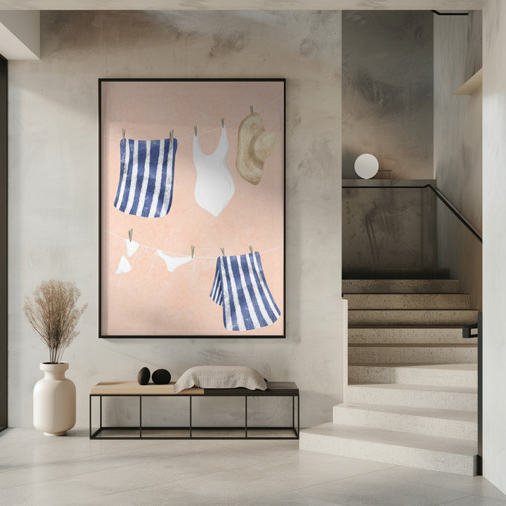 "After the swim" Framed Textured Wall Art