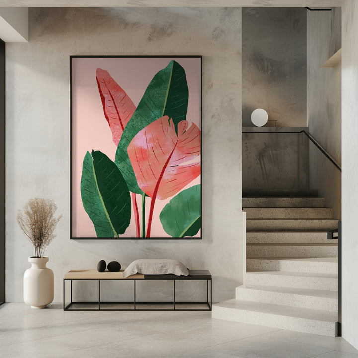 "Blush Tropical" Framed Textured Wall Art