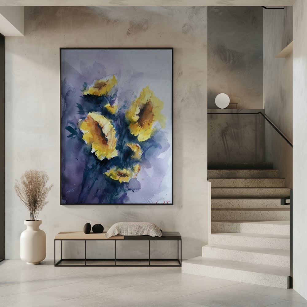 "sunflowers" Framed Textured Wall Art
