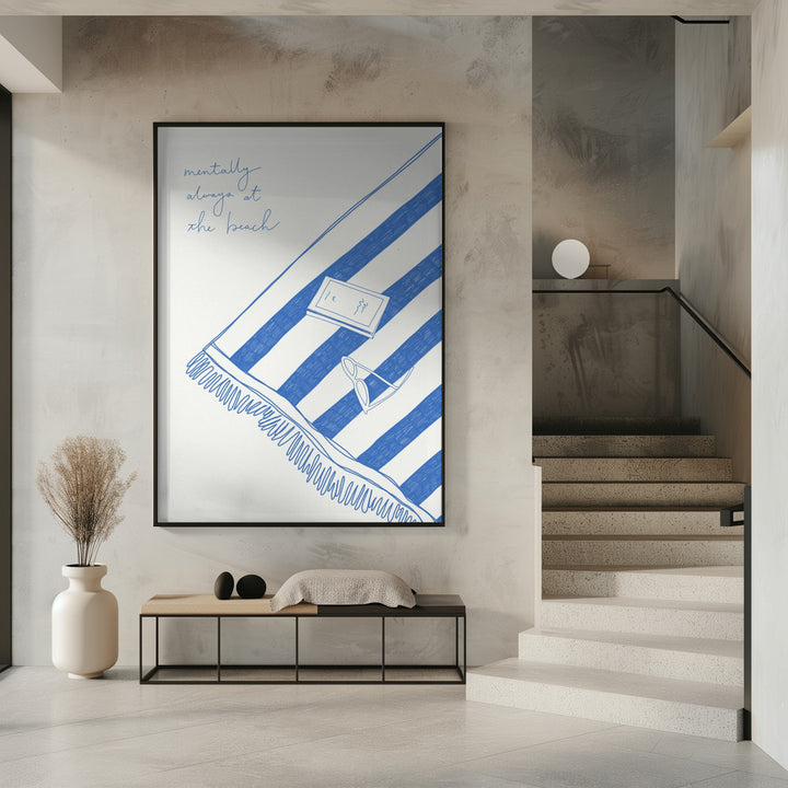 "Summer holiday beach towel" Framed Textured Wall Art