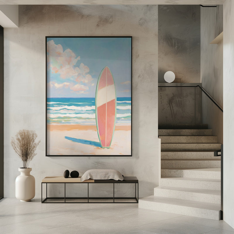 "Sea Beach Surfboard" Wall Art