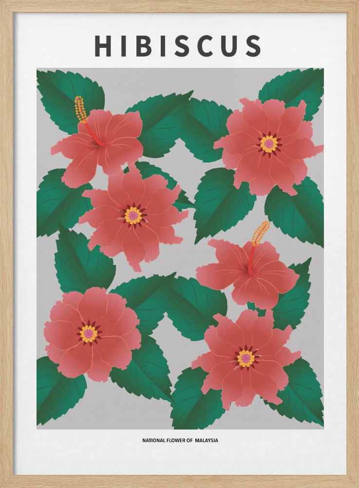 "Hibiscus" Framed Textured Wall Art