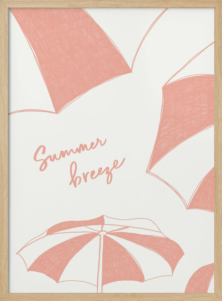 "Summer beach parasols pencil sketch" Framed Textured Wall Art