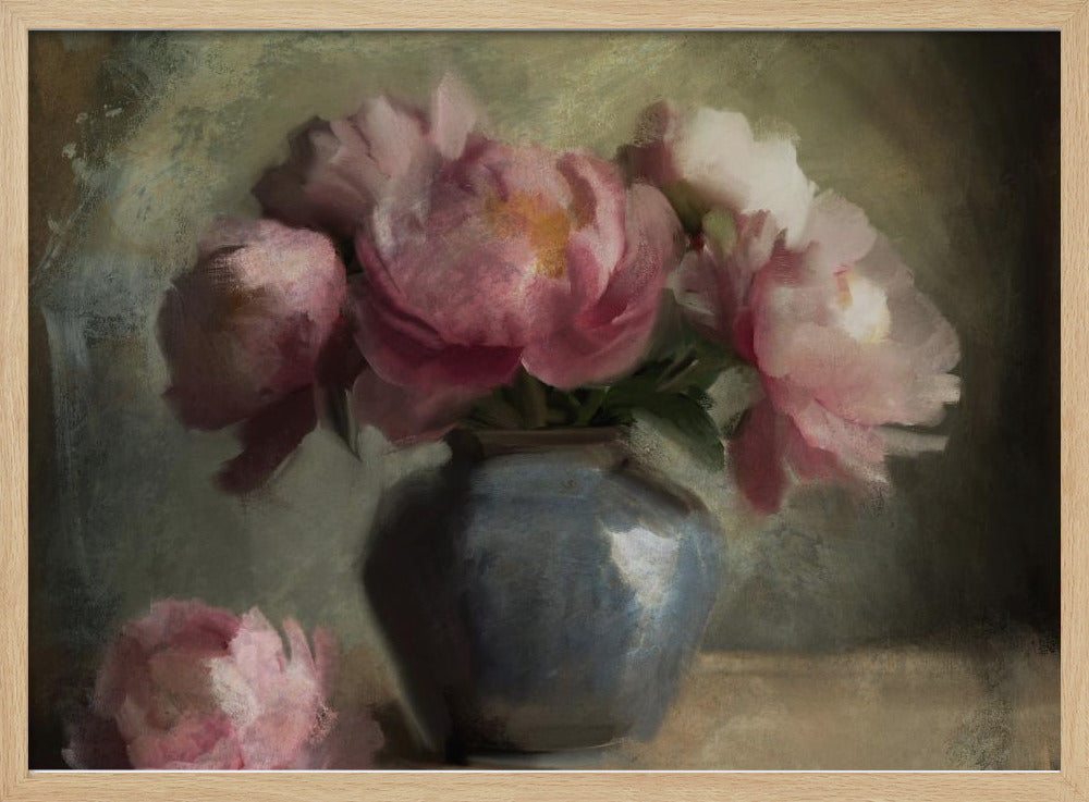 "Pivoines En Rose" Framed Textured Wall Art