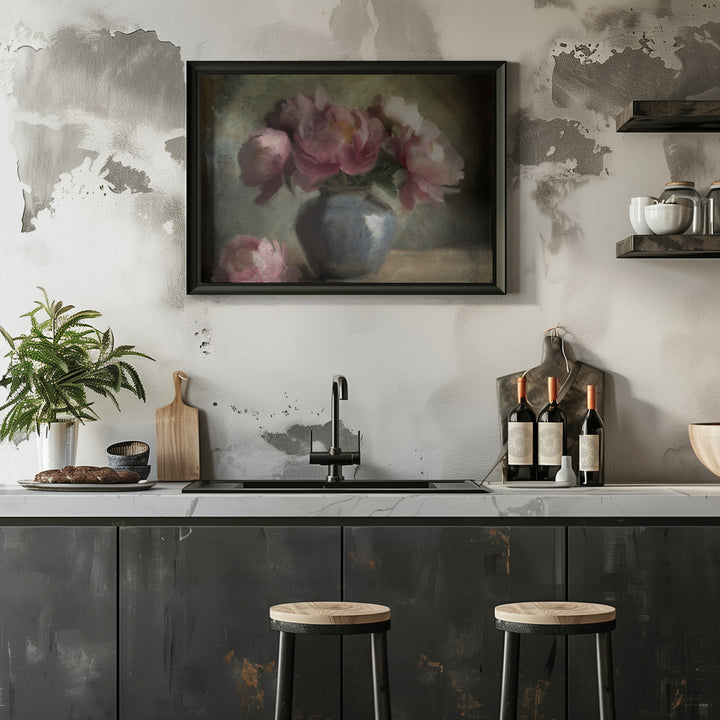 "Pivoines En Rose" Framed Textured Wall Art