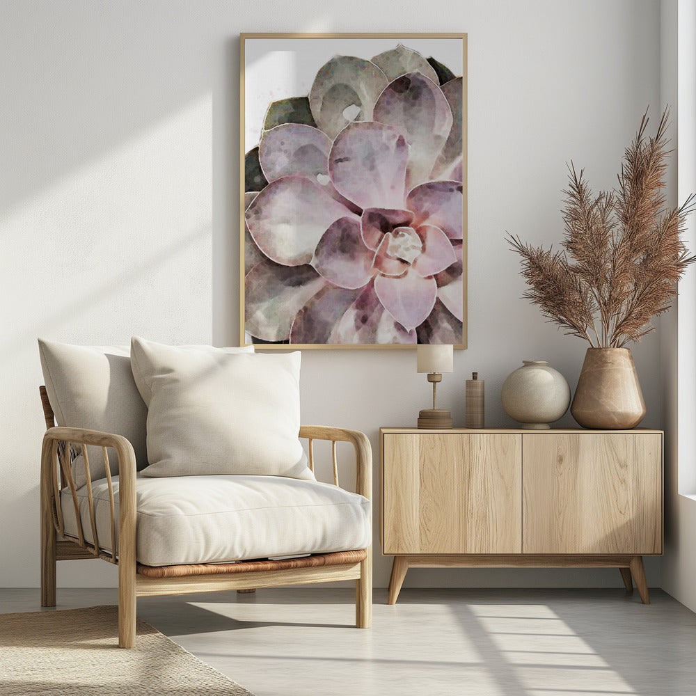 "Succulent Close-up" Framed Textured Wall Art