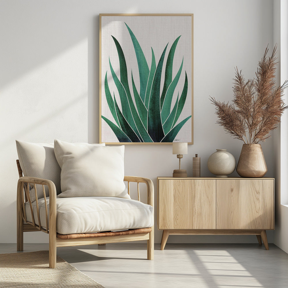 "Desert Agave Cactus" Framed Textured Wall Art