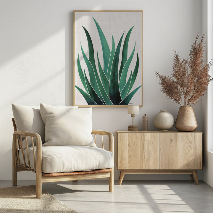 "Desert Agave Cactus" Framed Textured Wall Art