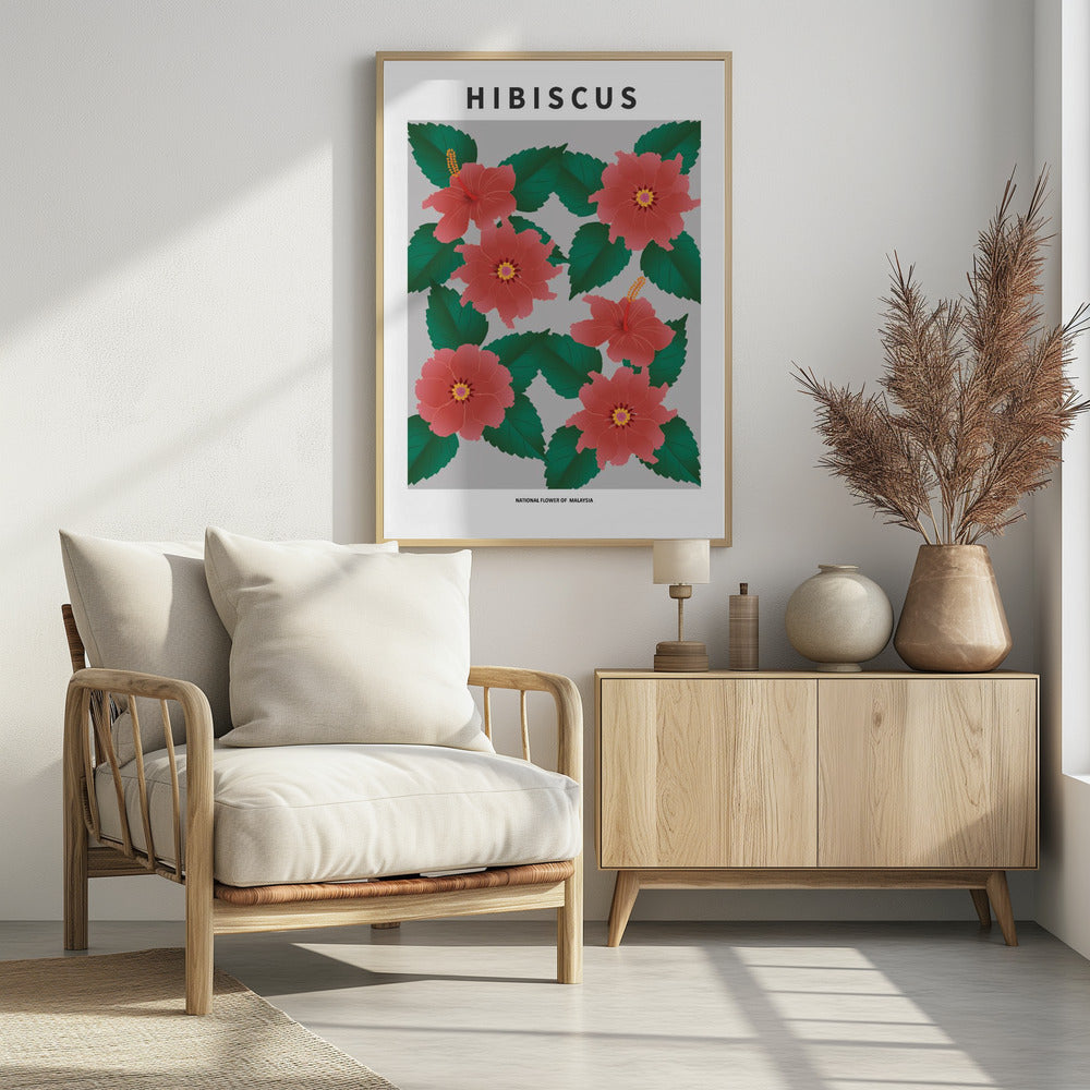 "Hibiscus" Framed Textured Wall Art