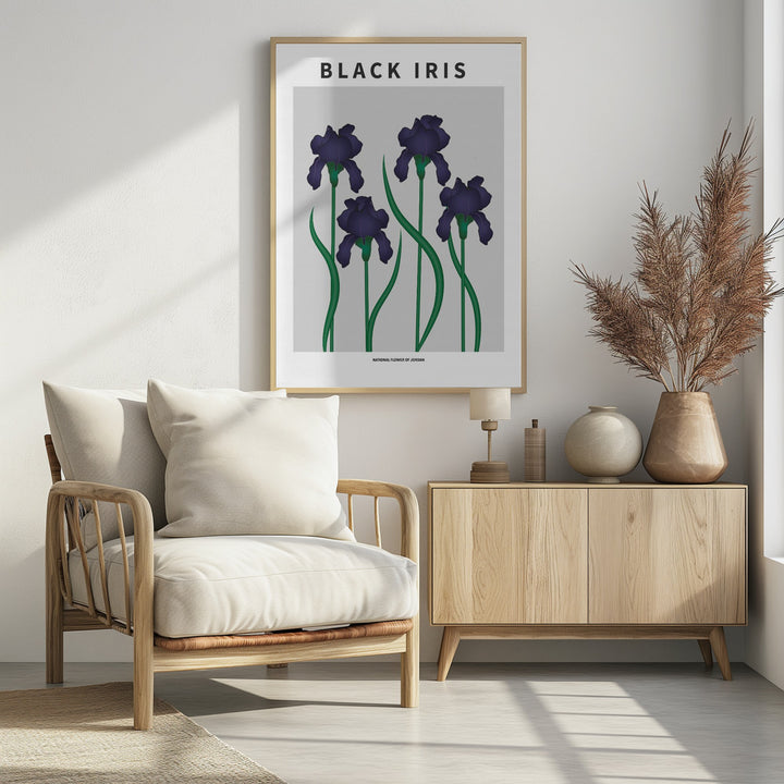 "Black Iris" Framed Textured Wall Art