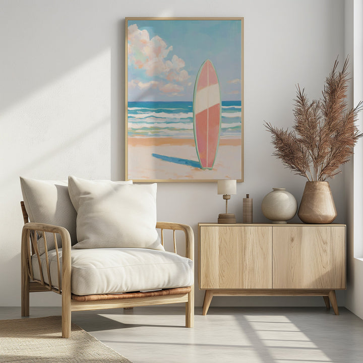 "Sea Beach Surfboard" Wall Art
