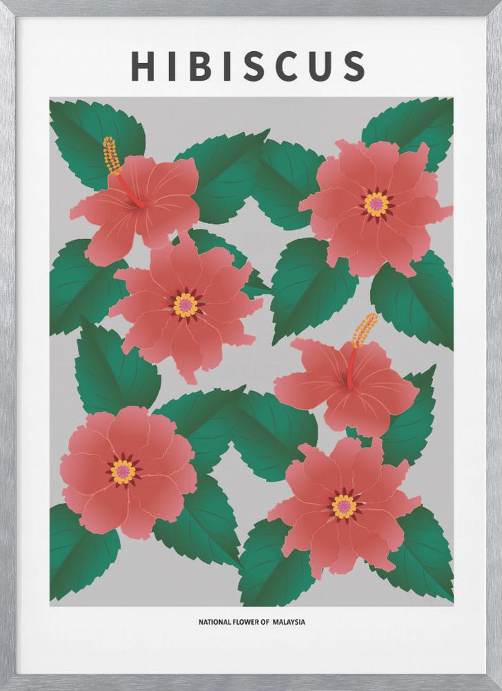 "Hibiscus" Framed Textured Wall Art