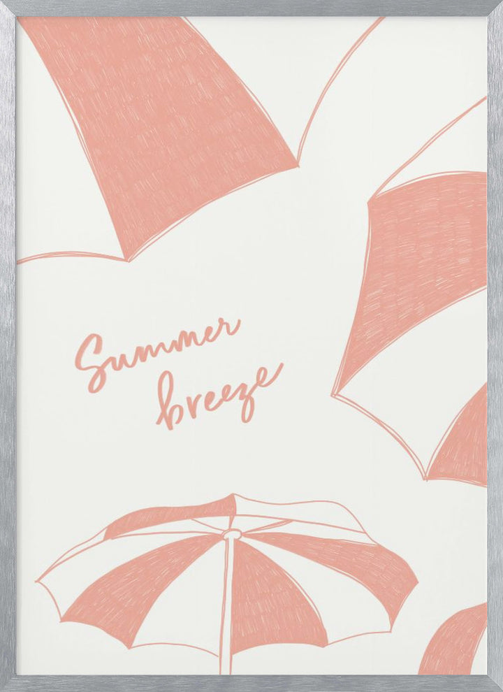 "Summer beach parasols pencil sketch" Framed Textured Wall Art