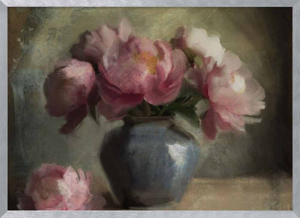 "Pivoines En Rose" Framed Textured Wall Art
