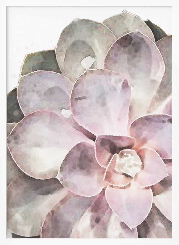 "Succulent Close-up" Framed Textured Wall Art