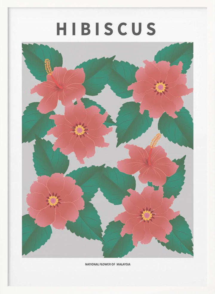 "Hibiscus" Framed Textured Wall Art