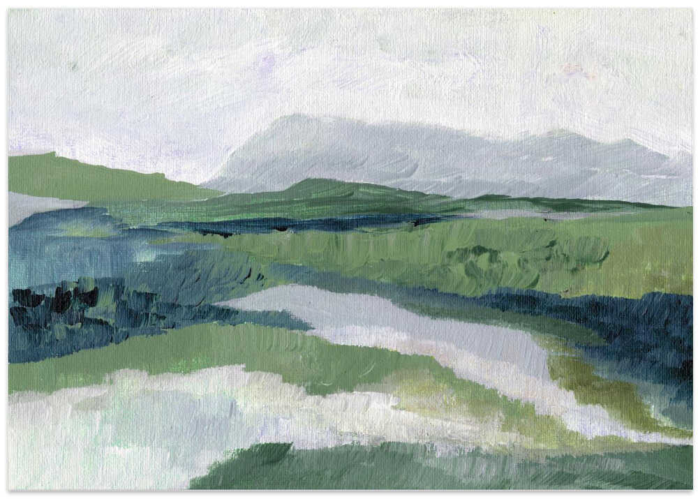 "Misty Green Landscape" by Nikita Jariwala — Landscape Wall Art