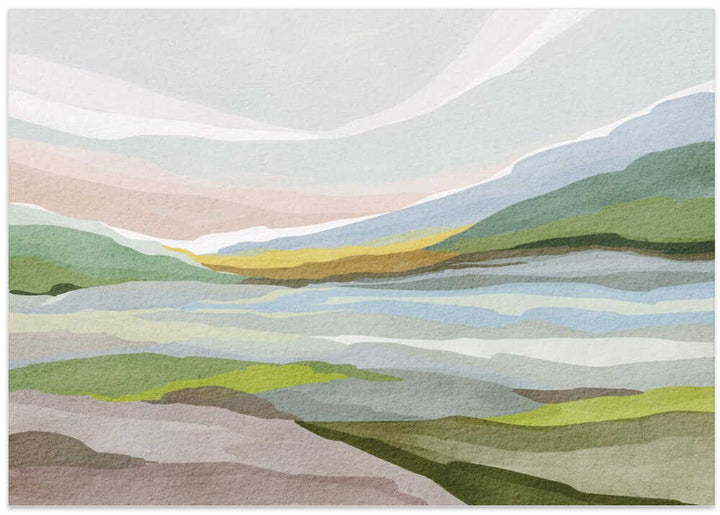 "Muted Valley Layers" by Nikita Jariwala — Landscape Wall Art