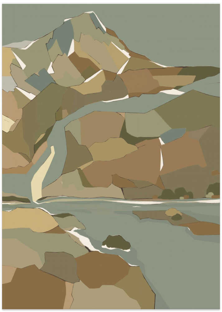 "Geometric Mountain River" by Nikita Jariwala — Landscape Wall Art