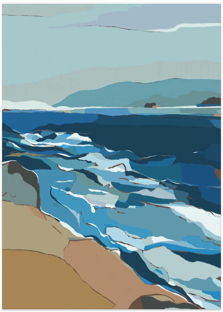 "Blue Ocean Shore" by Nikita Jariwala — Coastal Wall Art